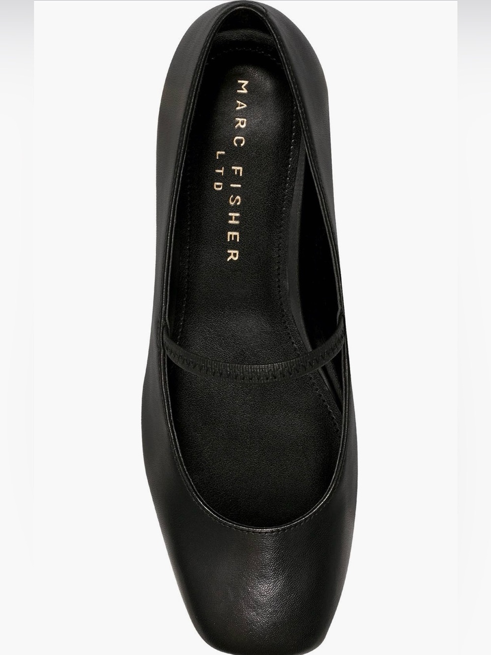 Marc Fisher Black Leather Slim-Strap Mary Jane Flat